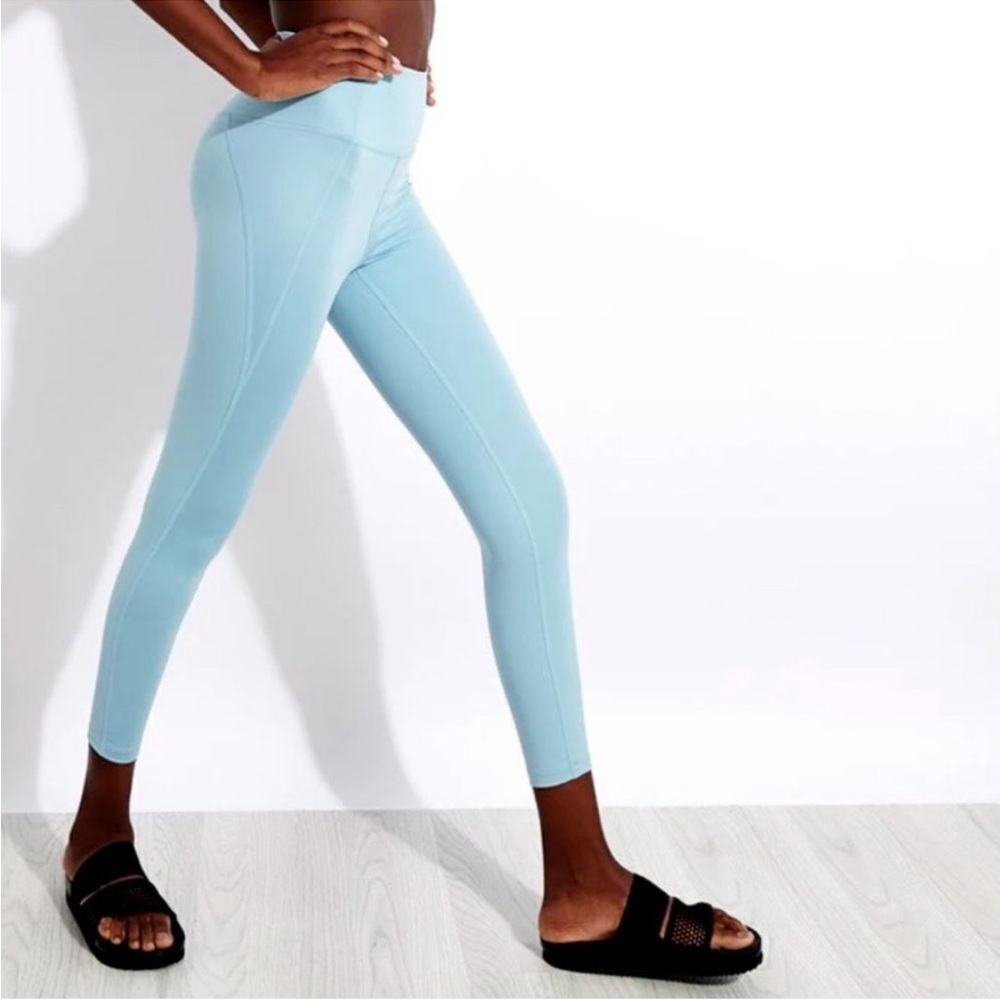 Girlfriend Collective Baby Blue Activewear Athleisure 7/8 Legging Tights Small